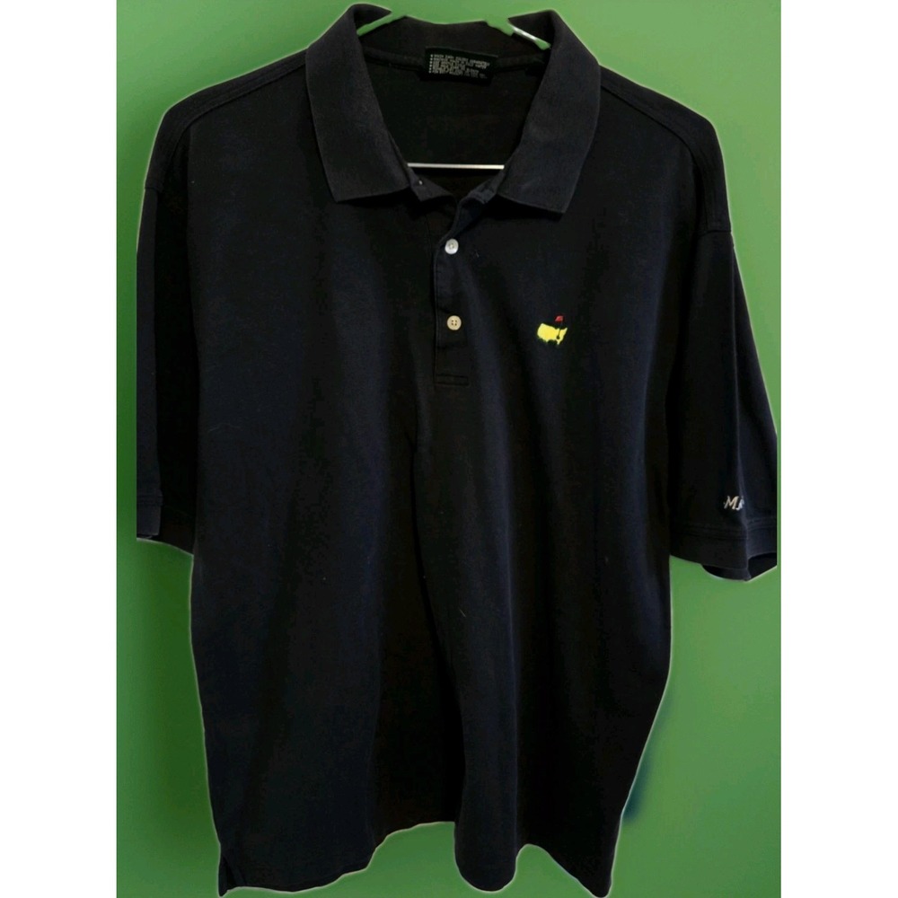 Vintage Masters Collection Golf Polo L Black Pima Cotton Augusta National Logo